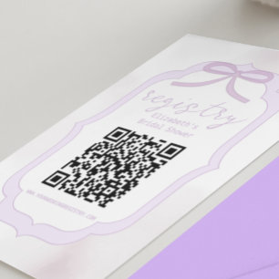 Purple Bow Watercolor Bridal Shower Registry Enclosure Card