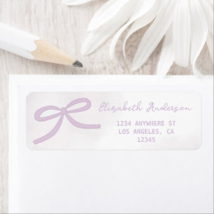 Purple Bow Watercolor Bridal Shower Return Address Label