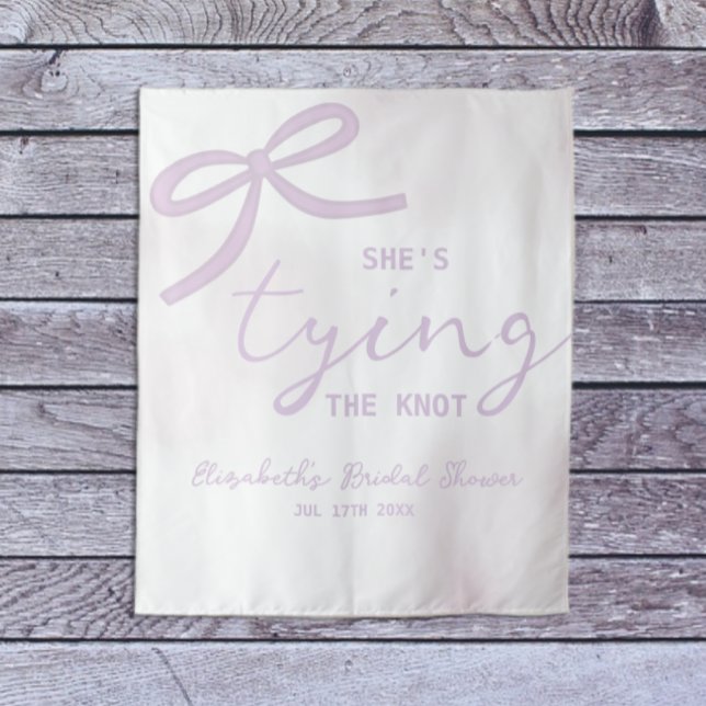 Purple Bow Watercolor Bridal Shower Tapestry (Creator Uploaded)