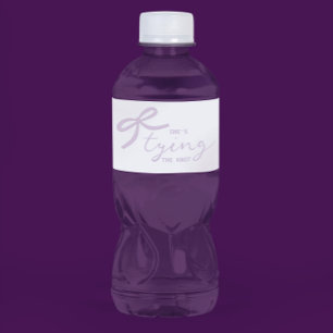 Purple Bow Watercolor Bridal Shower Water Bottle Label