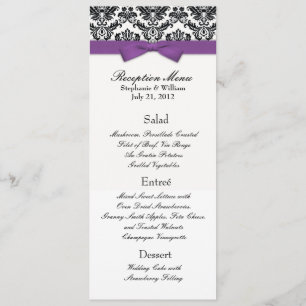 Purple Bow with Damask Wedding Reception Menu