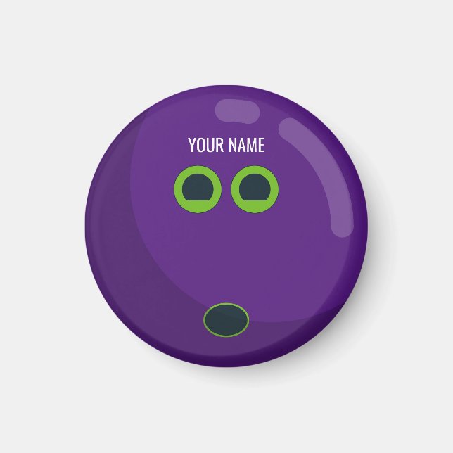 Purple Bowling Ball - Customisable Colours Magnet (Front)