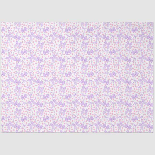 Purple Bows with Pink Dots Tissue Paper (Front)