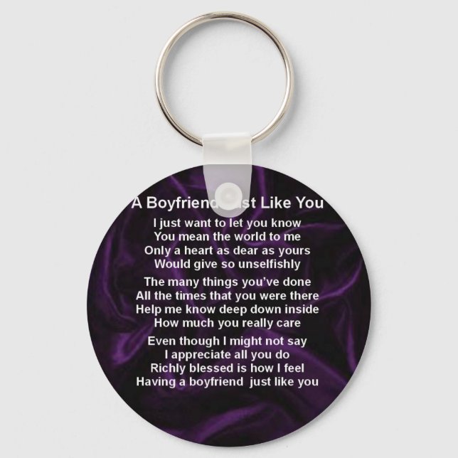 Purple -  Boyfriend Poem Key Ring (Front)