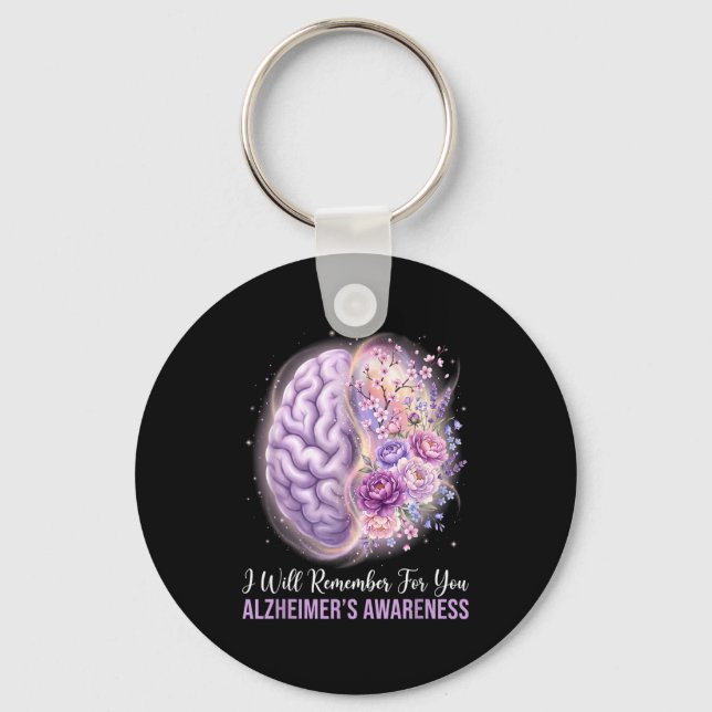 Purple brain will remember for alzheimer’s key ring (Front)