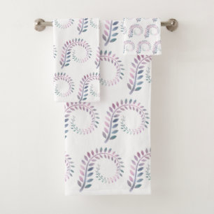 PURPLE BRANCH BATHROOM TOWEL SET 