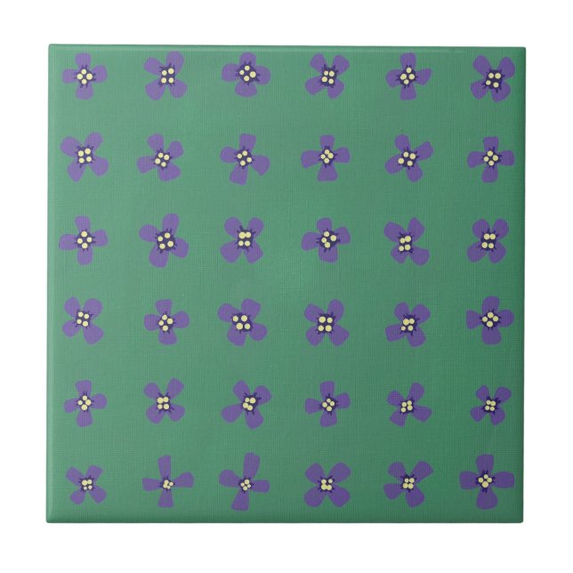 Purple Brassica Flower Pattern on Tile Trivet (Front)