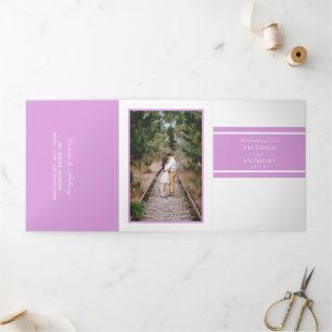 Purple Breeze Modern Wedding Suite Tri-Fold Invitation