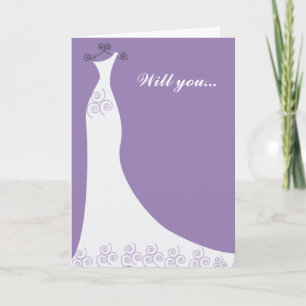 Purple Bridal Gown Bridesmaid Invitation