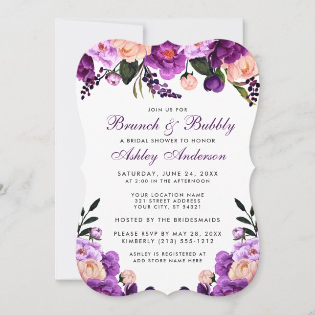 Purple Bridal Shower Brunch Invite BV (Front)