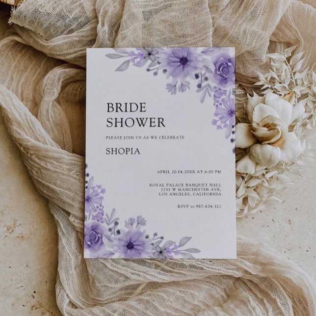 Purple Bridal Shower Invitation (Purple Bridal Shower Invitation)