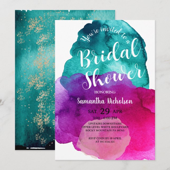 Purple Bridal Shower Invitation (Front/Back)