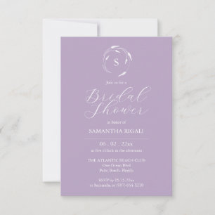 Purple Bridal Shower Invitation Lavender Monogram
