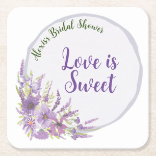 Purple bridal shower Paper Coaster