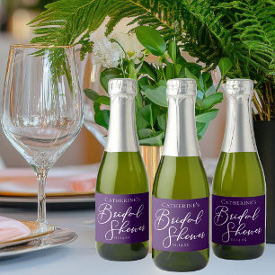 Purple Bridal Shower Party Personalised Mini Sparkling Wine Label