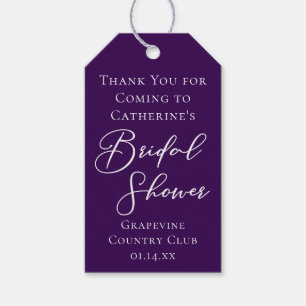 Purple Bridal Shower Personalised White Script Gift Tags