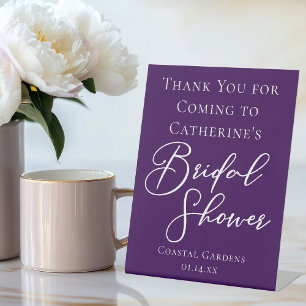 Purple Bridal Shower Personalized Welcome Pedestal Sign