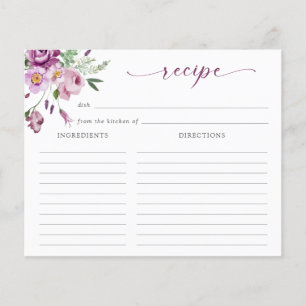 Purple Bridal Shower Recipe Card