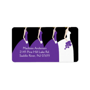 Purple Bride & Bridesmaids Return Address Label