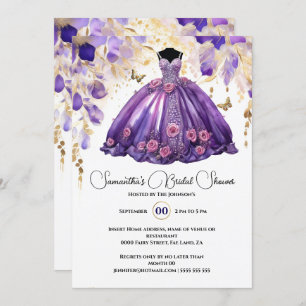 Purple bride to be floral flowers bridal shower invitation