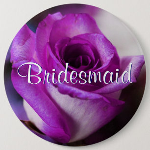 Purple Bridesmaid Rose 6 Cm Round Badge