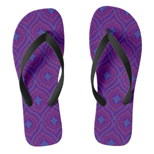 Purple, Bright Blue, Navy Traditional Ogee Pattern Thongs