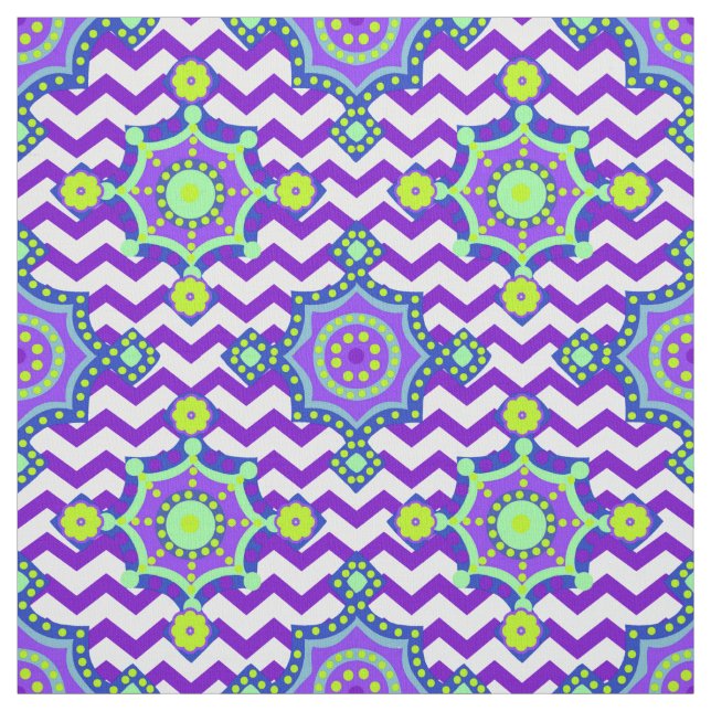 Purple Bright Boho Chevron | Carnival Colours Fabric (Swatch)