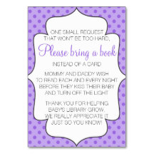 Purple Bring A Book Instead of a Card Insert