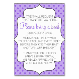 Purple Bring A Book Instead of a Card Insert