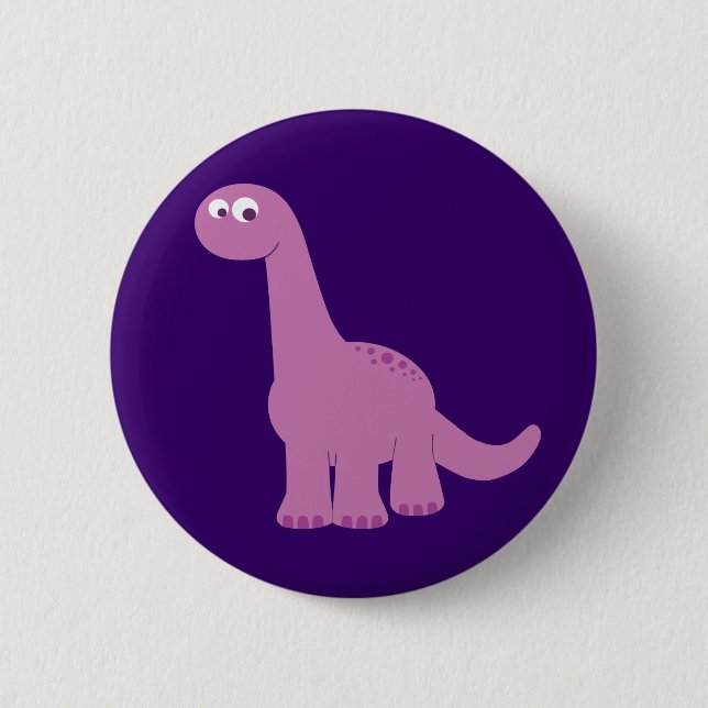 Purple Brontosaurus Dinosaur 6 Cm Round Badge (Front)