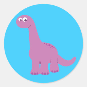 Purple Brontosaurus Dinosaur Classic Round Sticker