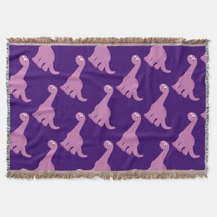 Purple Brontosaurus Dinosaur Throw Blanket