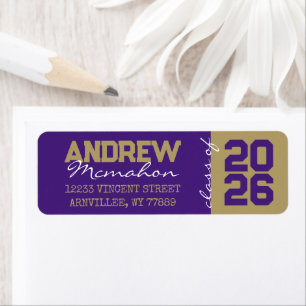 Purple & Bronze Graduation Return Address Labels
