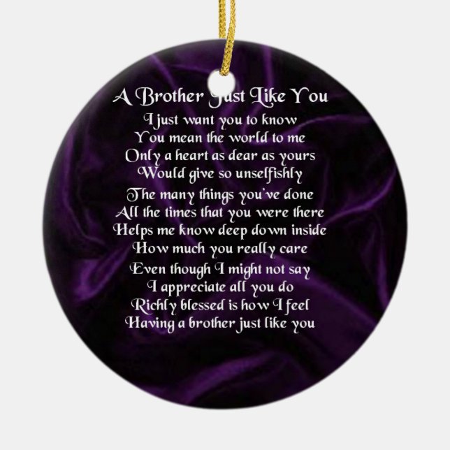 Purple  Brother  Poem Ceramic Tree Decoration (Front)