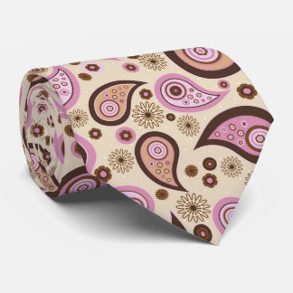 Purple brown beige elegant vintage paisley pattern tie