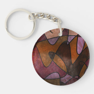Purple, Brown, Burgundy Abstract Acrylic Key Chain