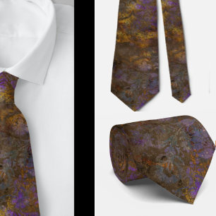 Purple Brown Floral Abstract Neck Tie