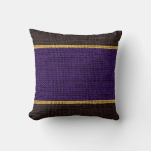 Purple & Brown Rustic Burlap Jute Background Cushion