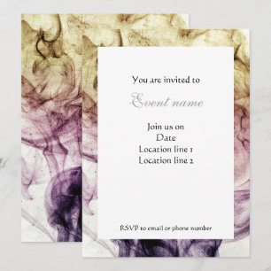Purple Brown Smoky Dust Abstract Personalise Invitation