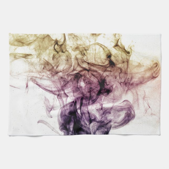 Purple Brown Smoky Dust Abstract Tea Towel (Horizontal)