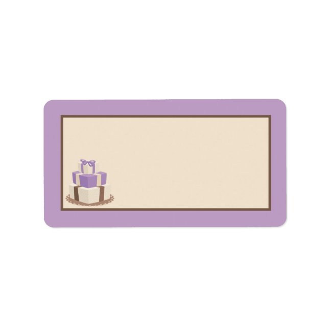 Purple/Brown Wedding Cake Mailing Address Label (Front)