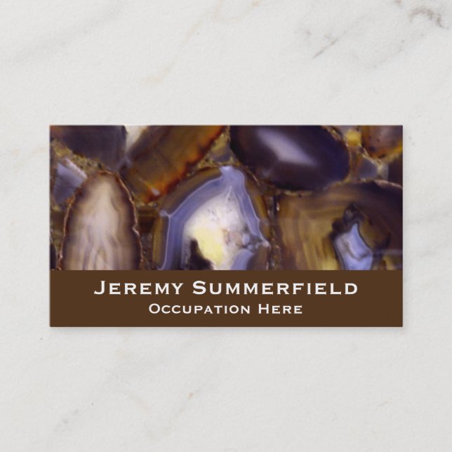 Purple Brown White Agate design Business Card (Front)