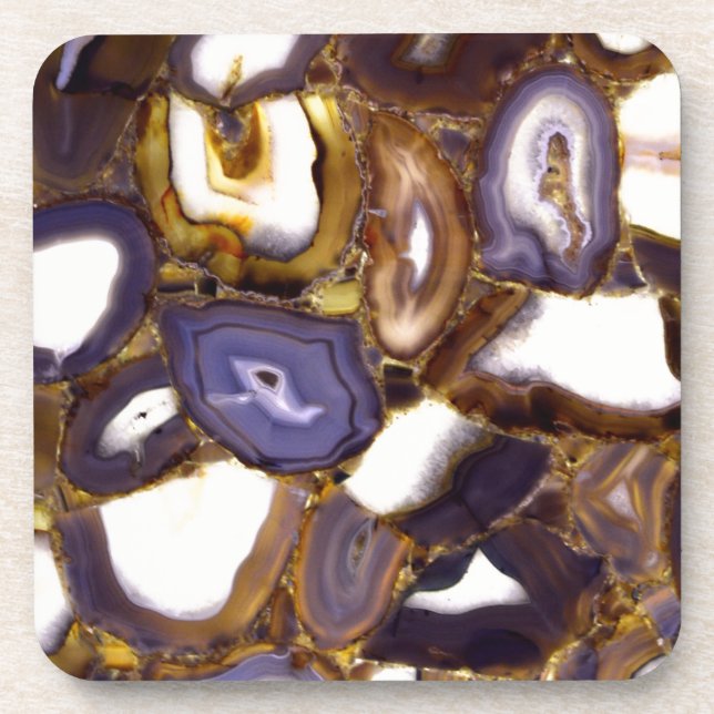 Purple Brown White Agate design Coaster (Front)