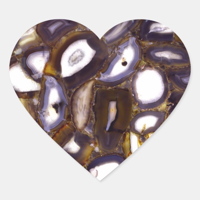 Purple Brown White Agate design Heart Sticker (Front)