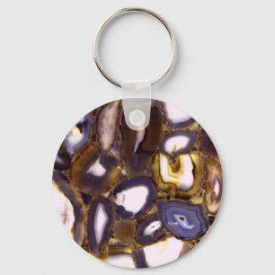 Purple Brown White Agate design Key Ring