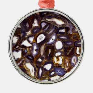 Purple Brown White Agate design Metal Tree Decoration