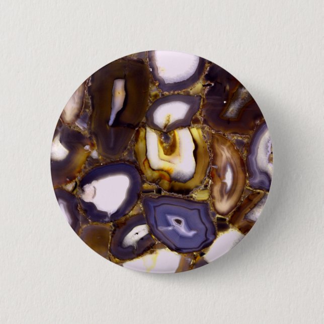 Purple Brown White Agate stone pattern  6 Cm Round Badge (Front)