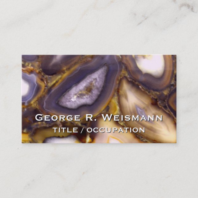 Purple Brown White Agate stone pattern  Business Card (Front)