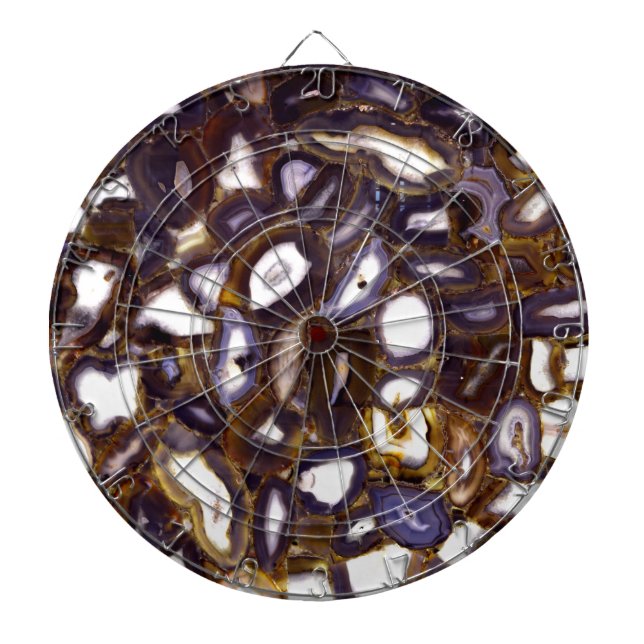 Purple Brown White Agate stone pattern  Dartboard (Front)