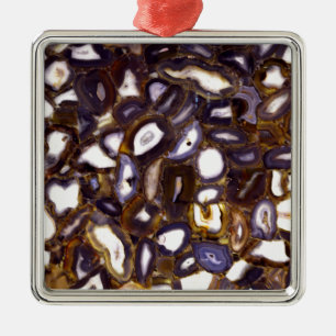 Purple Brown White Agate stone pattern  Metal Tree Decoration